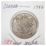 1942 Canadian silver Half Dollar