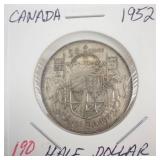 1952 Canadian silver Half Dollar