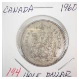 1960 Canadian silver Half Dollar