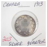 1913 Canadian Silver Quarter