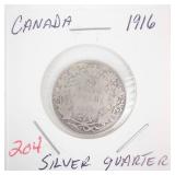 1916 Canadian Silver Quarter