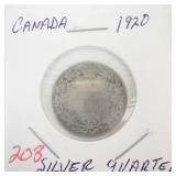 1920 Canadian Silver Quarter