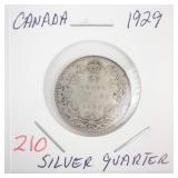 1929 Canadian Silver Quarter