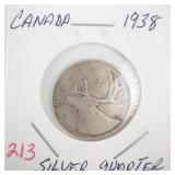 1938 Canadian Silver Quarter