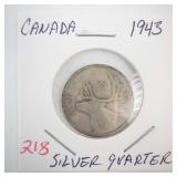 1943 Canadian Silver Quarter