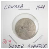 1944 Canadian Silver Quarter