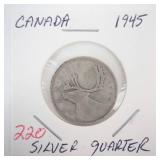 1945 Canadian Silver Quarter