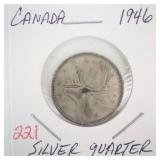 1946 Canadian Silver Quarter