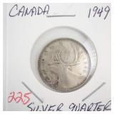 1949 Canadian Silver Quarter