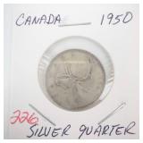 1950 Canadian Silver Quarter