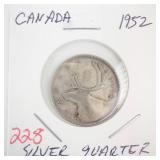 1952 Canadian Silver Quarter