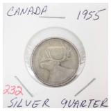 1955 Canadian Silver Quarter