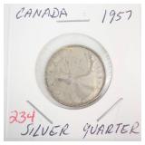 1957 Canadian Silver Quarter