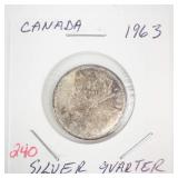 1963 Canadian Silver Quarter