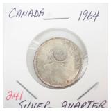 1964 Canadian Silver Quarter