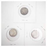 3) Canadian Silver Dimes: 1919, 1920 (worn), 1921 (worn)