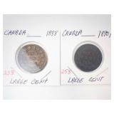 2) Canadian Large Cents: 1888, 1890H