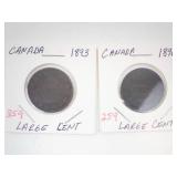 2) Canadian Large Cents:1893, 1896
