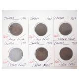 6) Canadian Large Cents: 1901, 1903, 1909, 1911, 1912, 1913