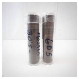 2) rolls of Canadian pennies: 1 roll mostly from the 30