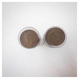 2) rolls of Canadian pennies: 1 roll mostly from the 30
