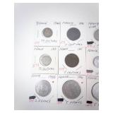 French Silver: 1918 and 1919 50 Centimes plus 16 different vintage French coins