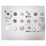 French Silver: 1918 and 1919 50 Centimes plus 16 different vintage French coins