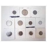 Saudi Arabia Silver: AH 1354 (1935) 1 Riyal plus 10 different vintage German coins