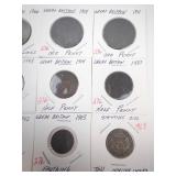 Great Britain Silver: 1942 1 Shilling, Circa 1864-1879 1 Shilling plus 10 different vintage coins