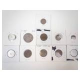 Saudi Arabia Silver: AH 1354 (1935) 1 Riyal plus 10 different vintage world coins