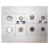 Switzerland Silver: 1944B 1 Franc, 1952B 1/2 Franc plus 6 different vintage coins