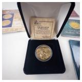 collection of 6 Gold plated US coins: 3 Indian Head Pennies and 3 Presidential Dollars