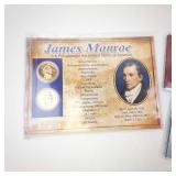 collection of 6 Gold plated US coins: 3 Indian Head Pennies and 3 Presidential Dollars