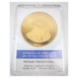 Bald Eagle National Emblem Coin - American Mint 24K Gold-Layered Proof