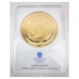 Bald Eagle National Emblem Coin - American Mint 24K Gold-Layered Proof