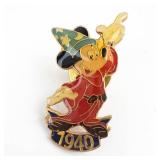 Mickey Mouse Enamel Pin - Wizard Theme with 1940s-Style Base