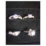 4 Stainless Steel Fashion Rings with CZ Stones - Size 8.5 to 9