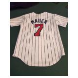 Joe Mauer Minnesota Twins white pinstripe baseball jersey. - Size Small