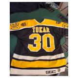 Boston Bruins hockey jersey with "TOKAR" and the number "30" on the back. - Size Large