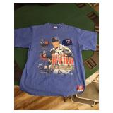 Vintage 1993 Nutmeg Mills Nolan Ryan Texas Rangers T-shirt in blue. - Size XL
