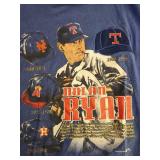 Vintage 1993 Nutmeg Mills Nolan Ryan Texas Rangers T-shirt in blue. - Size XL