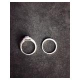 Round-Cut Diamond Cushion-Shaped Double Halo Bridal Set 3/4 ct tw 14K Sterling Sliver Size 5.75