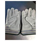 12 Pack  Safety split cowhide leather palm work gloves with a cotton back.