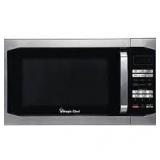 Magic Chef 1.6 cu. ft. 1100W countertop microwave in stainless steel.