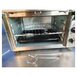 Elite Gourmet Double French Door Countertop Toaster Oven, Bake, Broil, Toast, Keep Warm, Fits 12" pizza, 25L capacity, Stainless Steel & Black