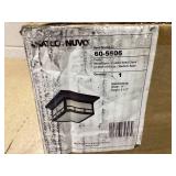 Nuvo Lighting 60/5606 Drexel Flush 2 Light 60-watt A19 Outdoor Close to Ceiling Porch and Patio Lighting with Frosted Seed Glass, Stone Black