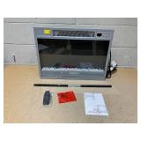 COSTWAY Electric Fireplace Inserts 23-inch Wide, 1500W Recessed Fireplace Insert w/Remote Control, 6 Flame Colors, 5 Brightness, 8H Timer, Overheat Protection, Infrared Heater for Indoor (Silver)