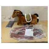 Qaba Kids Spring Rocking Horse, Ride on Horse for Girls and Boys with Animal Sounds, Plush Horse Ride-on with Soft Feel, Interactive Toy for Kids, Light Brown (Maybe Missing Hardware)
