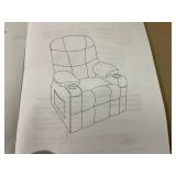 Costway - Kids Youth Recliner Chair PU Leather w/Cup Holders & Side Pockets - Gray