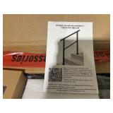 Handrails for Outdoor Steps, 2 to 3 Step Heavy Duty Hand Railing, Stair Railing, Porch Railing, Metal Stair Railing, Black Adjustable Wrought Iron Hand Rails kit with Straight Middle Railing